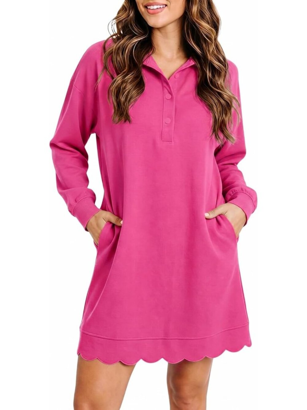 Casual Long Sleeve V Neck Mini Dress for Women - Athletic Style, Comfortable Fit